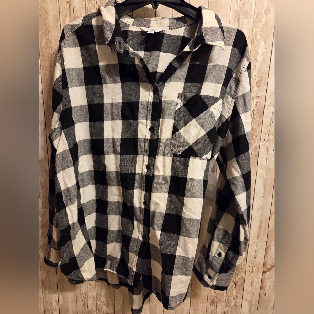 Black White & Grey Flannel Long sleeve XXL Shirt